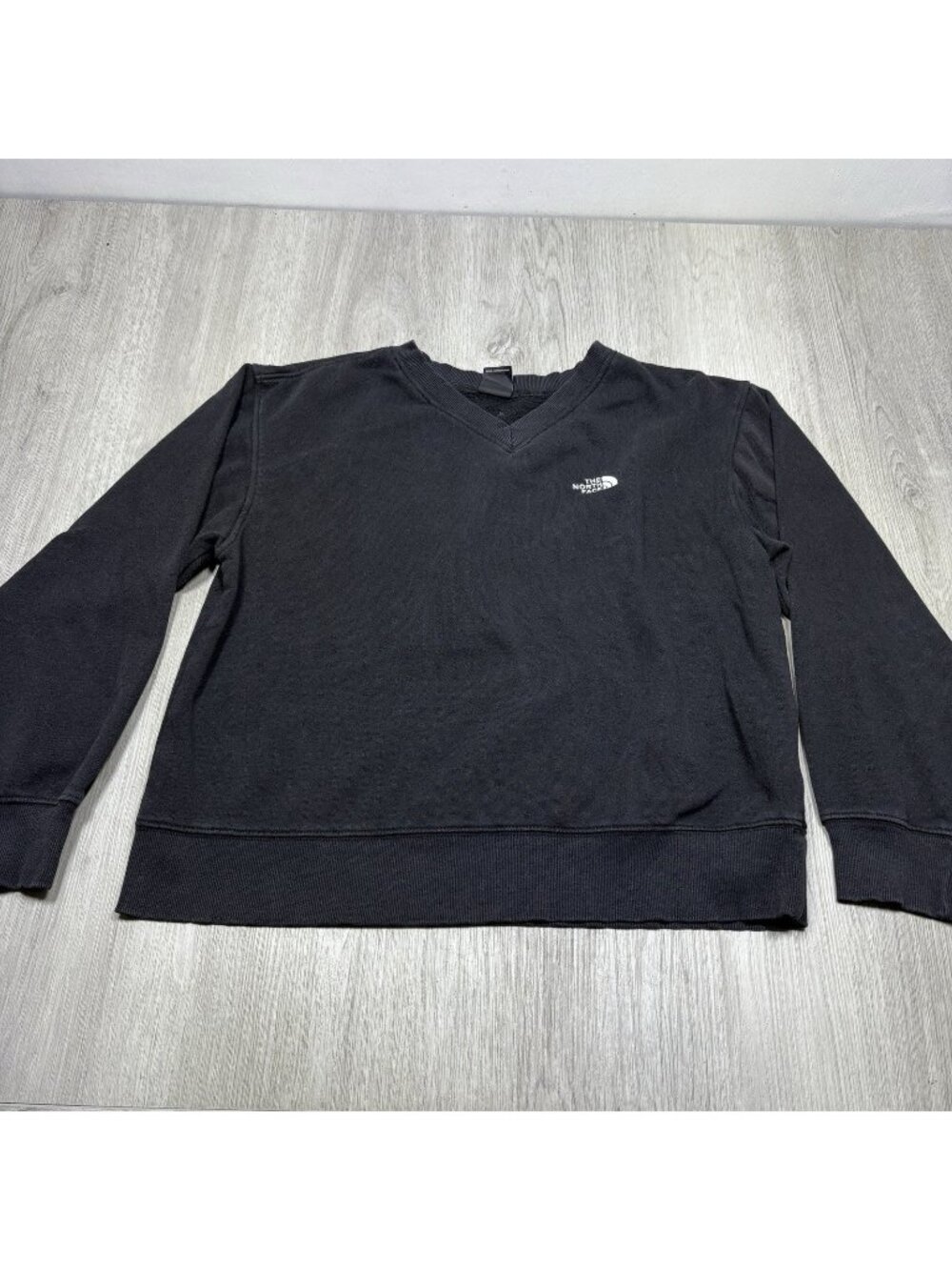 The North Face Sweatshirt Womens Small Black Crewneck Fleece Pullover Logo